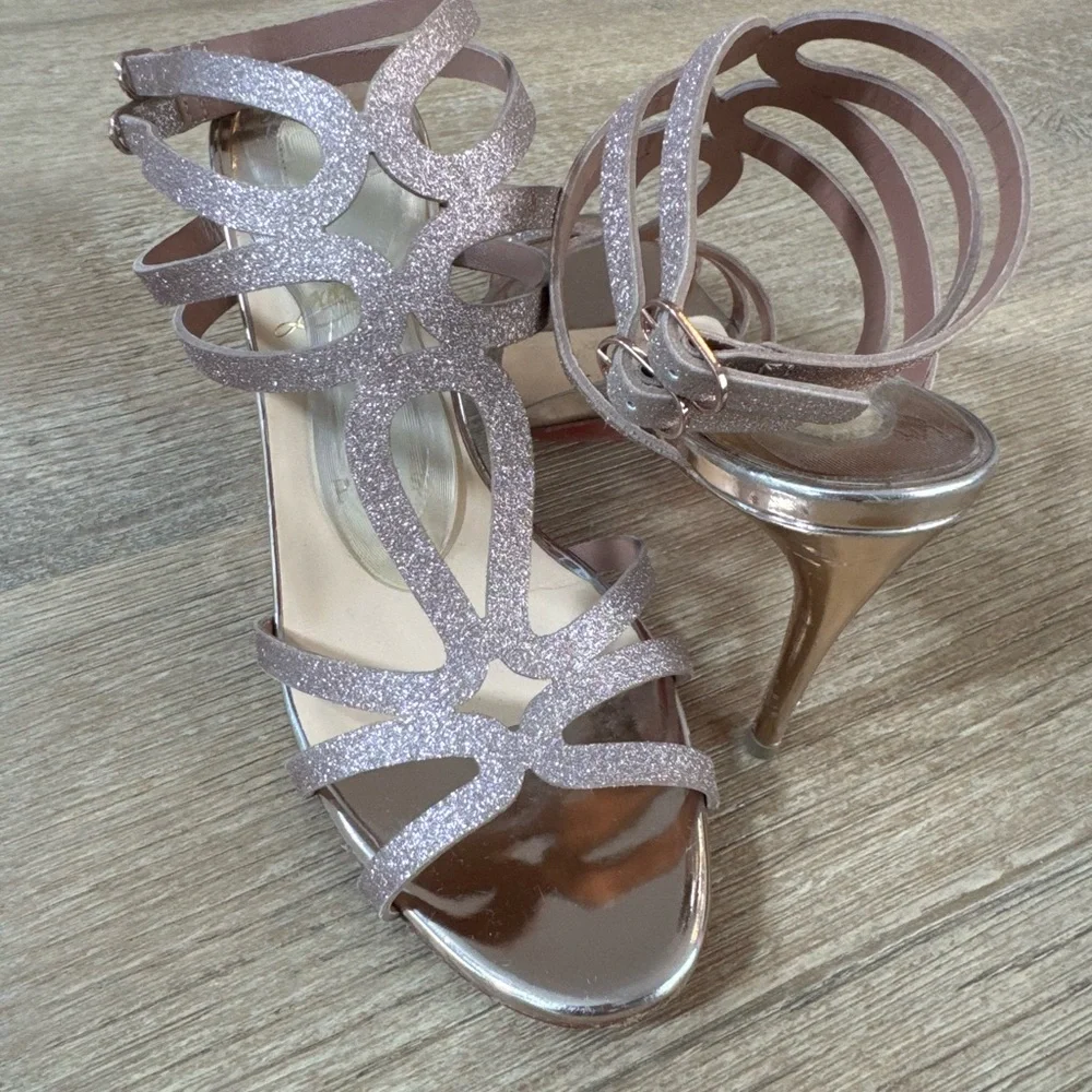 Christian Louboutin Renee Courtisane gold glitter sandals size 37.5